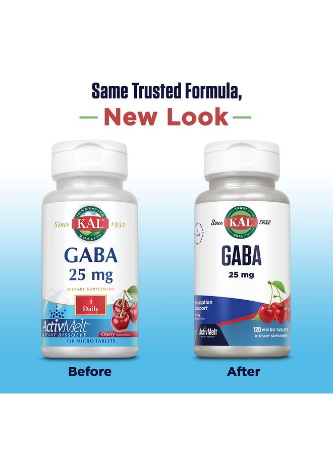 KAL GABA Supplement, Relaxation Support and Stress Relief Support, Natural Cherry Flavor ActivMelt Instant Dissolve, Vegetarian, 60-Day Money-Back Guarantee, 120 Servings, 120 Micro Tablets - Image 2