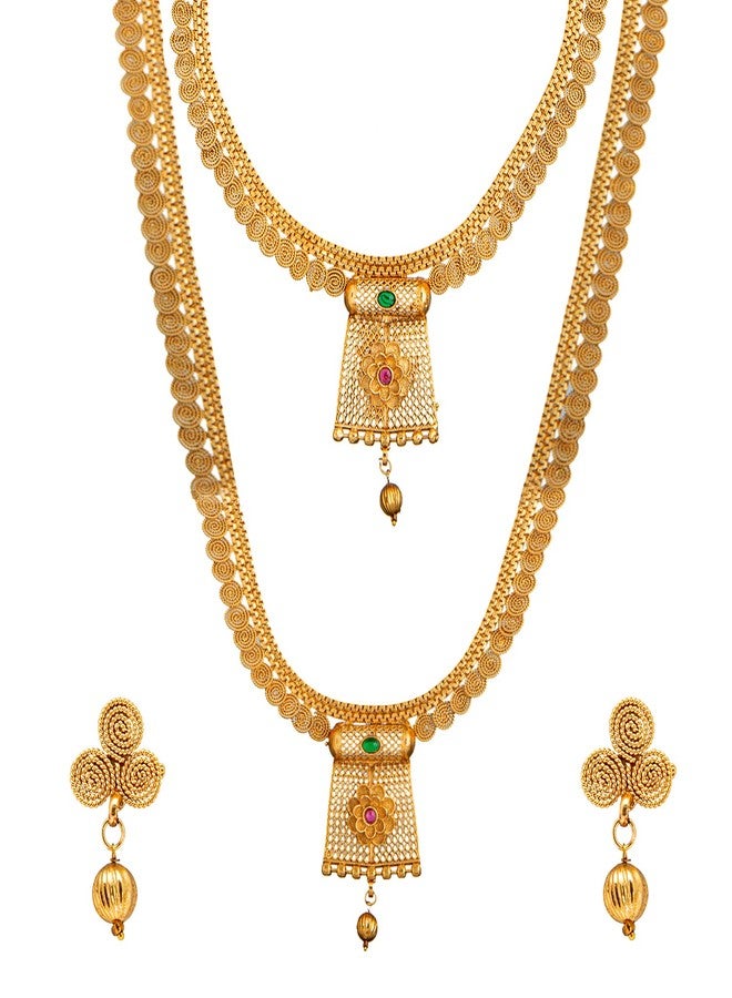 Bodha Traditional Indian Handcrafted Antique Gold Plated Jewellery Combo Bridal Dulhan Necklace Set With Matching Earring For Women (SJN_96) - Image 1