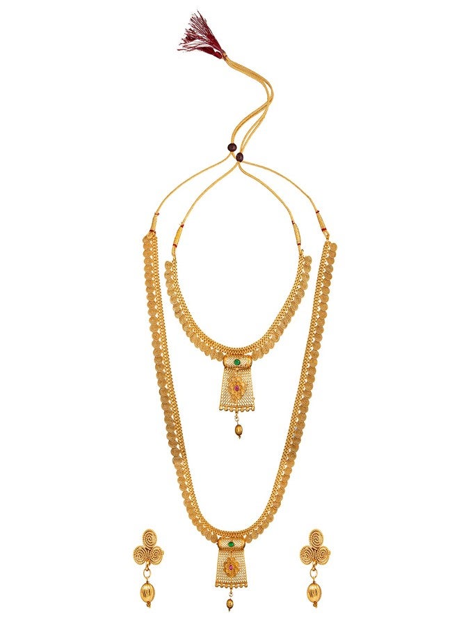 Bodha Traditional Indian Handcrafted Antique Gold Plated Jewellery Combo Bridal Dulhan Necklace Set With Matching Earring For Women (SJN_96) - Image 2