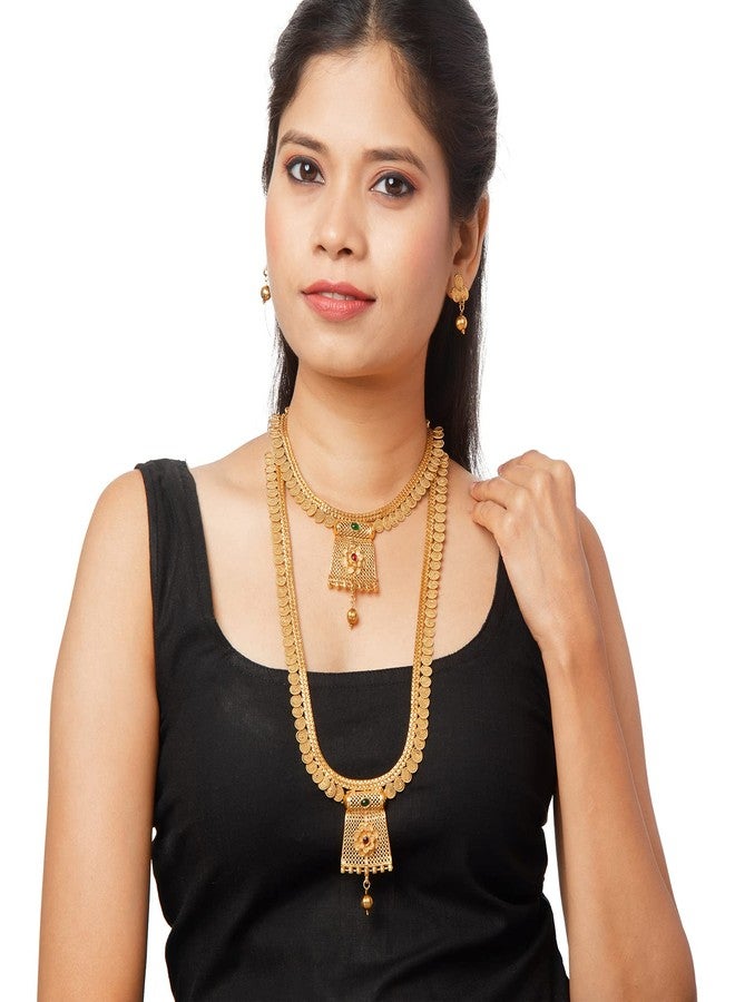 Bodha Traditional Indian Handcrafted Antique Gold Plated Jewellery Combo Bridal Dulhan Necklace Set With Matching Earring For Women (SJN_96) - Image 5