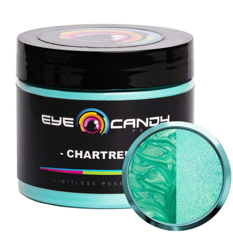 Eye Candy Pigments Premium Green Mica Powder - Chartreuse (50gr) - for Epoxy, Resin, Soap, Paint, Woodworking, Acrylic Pouring, Bath Bombs, Fishing Lures - DIY Arts and Crafts Additive - Image 1
