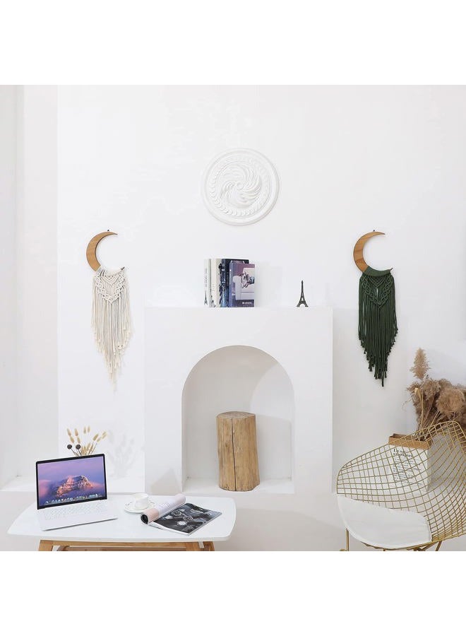 ANROYE Macrame Wall Hanging Boho Moon Decor, Bohemian Crescent Moon Wooden Ornament with Long Tassel, Handmade Unique Wood Tapestry Home Art Decoration Wall Art for Dorm Bedroom Nursery Living Room - Image 3