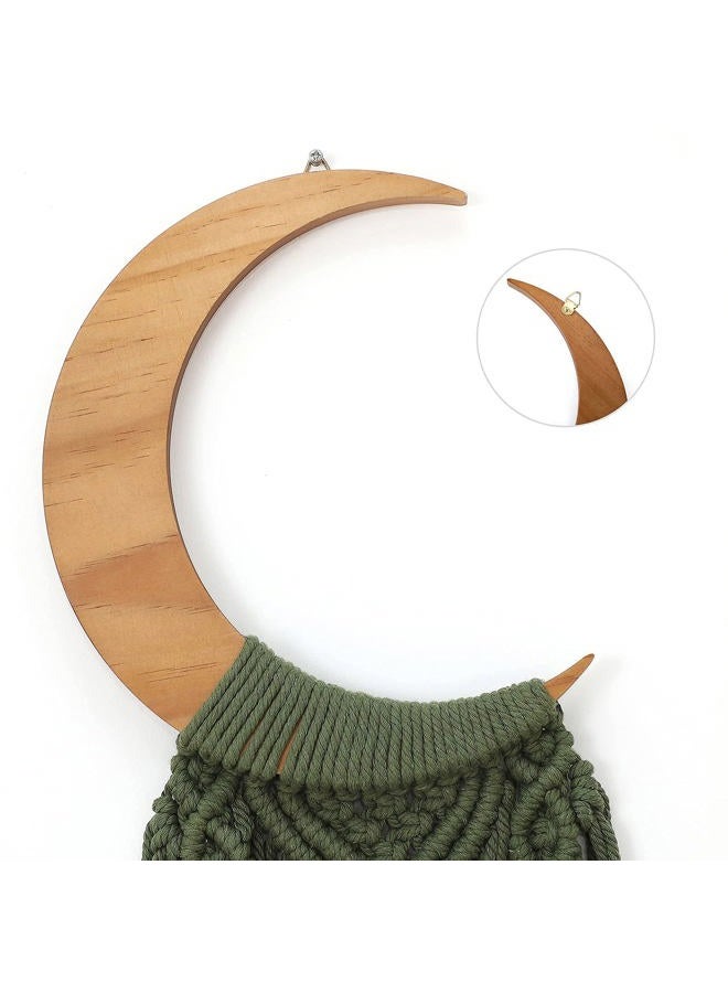 ANROYE Macrame Wall Hanging Boho Moon Decor, Bohemian Crescent Moon Wooden Ornament with Long Tassel, Handmade Unique Wood Tapestry Home Art Decoration Wall Art for Dorm Bedroom Nursery Living Room - Image 5