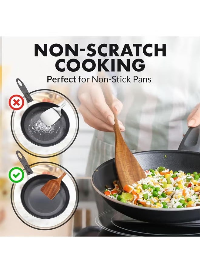 عربست 8 قطع ملاعق خشبية ممتازة للطهي، أواني خشبية من خشب الساج ناعمة الملمس للطهي، أواني طبخ خشبية غير لاصقة، أواني خشبية مصنوعة يدويًا - Image 4