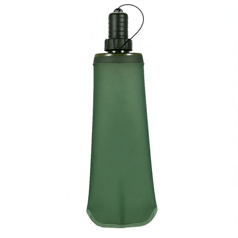 Bonlex Foldable Hydration Waist Bag: 250ml Dark Green Anti-microbial TPU Soft Bottle - High Flow Bite Valve Wide Mouth Design for Outdoor Travel - Image 1