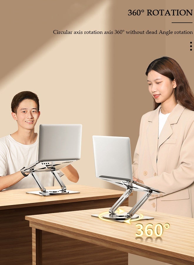 DUNISO حامل كمبيوتر قابل للتعديل مع قاعدة دوارة 360، حامل كمبيوتر من الألمنيوم لأجهزة الكمبيوتر المحمولة، لابتوب مريح قابل للطي إلى المكتب متوافق مع جميع أجهزة اللابتوب من 10-17" - Image 3