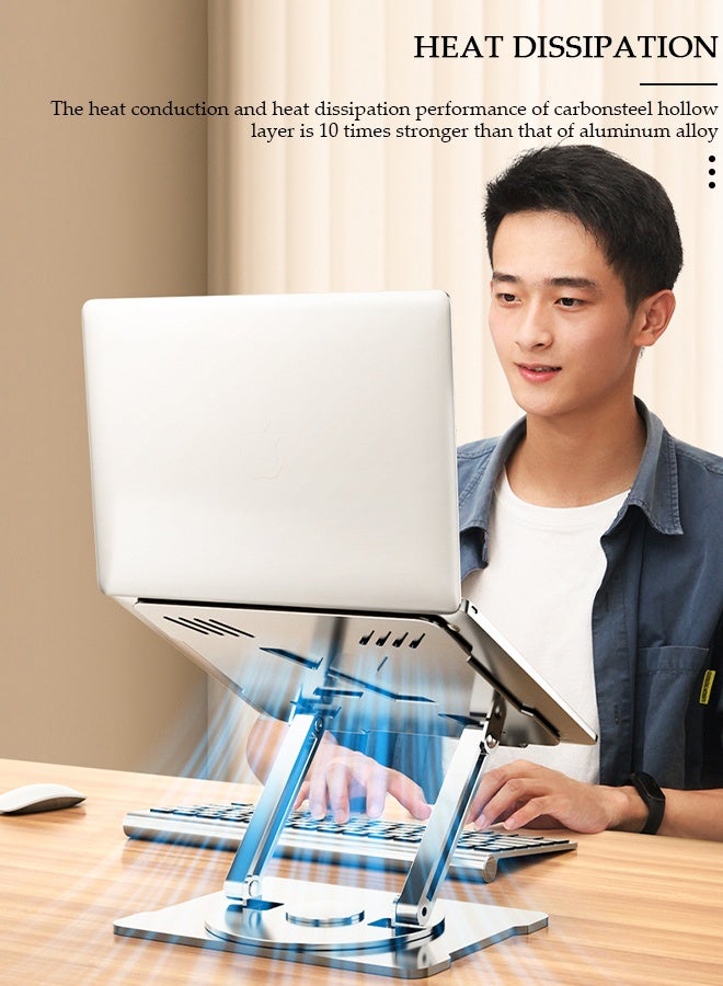 DUNISO حامل كمبيوتر قابل للتعديل مع قاعدة دوارة 360، حامل كمبيوتر من الألمنيوم لأجهزة الكمبيوتر المحمولة، لابتوب مريح قابل للطي إلى المكتب متوافق مع جميع أجهزة اللابتوب من 10-17" - Image 5