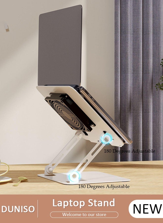 DUNISO حامل كمبيوتر قابل للتعديل مع قاعدة دوارة 360، حامل كمبيوتر من الألمنيوم لأجهزة الكمبيوتر المحمولة، لابتوب مريح قابل للطي إلى المكتب متوافق مع جميع أجهزة اللابتوب من 10-17" - Image 1