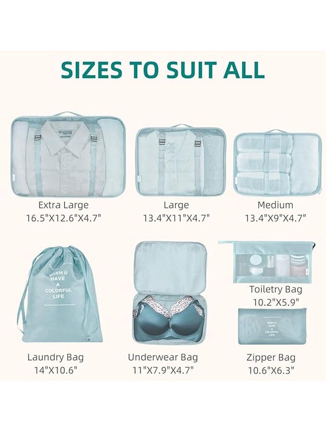 LO.BABY.VE 7Pcs Travel Luggage Packing Organizers Set with Toiletry Diaper Bag  - Image 2