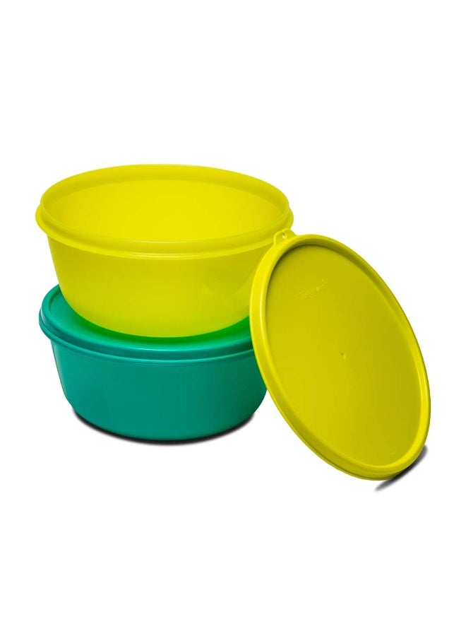 Tupperware Ss Bowl 1.5 L Set Of 2, Plastic, Yellow -Green - Image 1