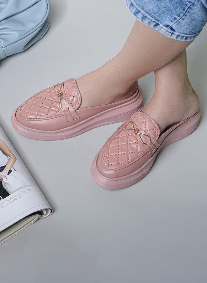 She Zone Peach Textured Mules for Women - Image 1