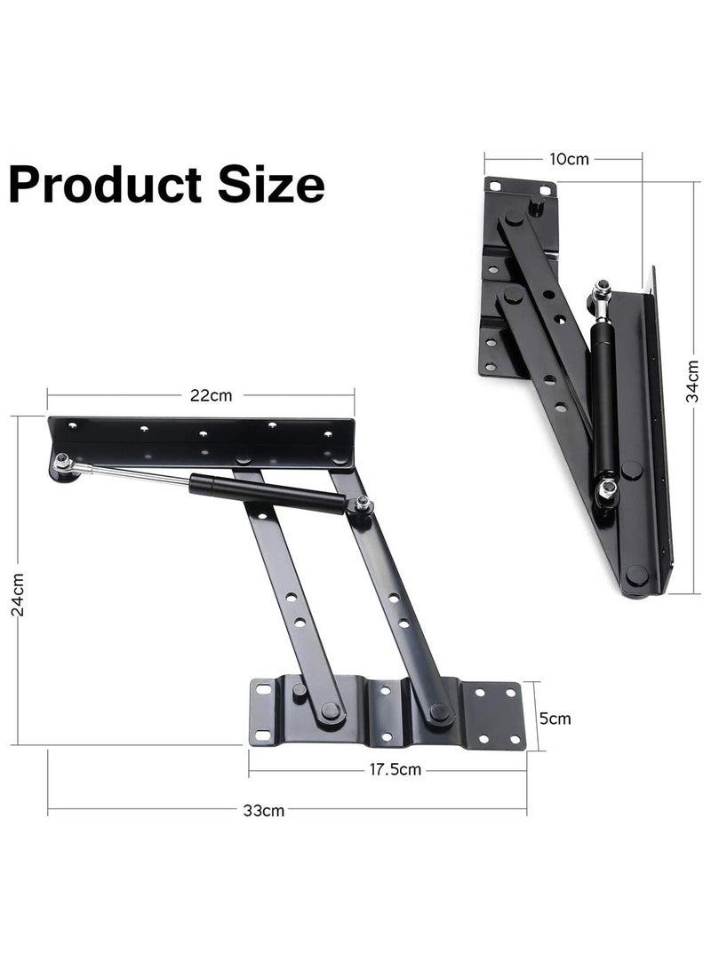 Folding Lift up Top Furniture Hinge, 1 Pair 50kg/100LB Coffee Table Spring Hinge, Adjustable Table Top Lifting Frame, Spring Standing Desk Frame, for Coffee Table Furniture Accessories - Image 2