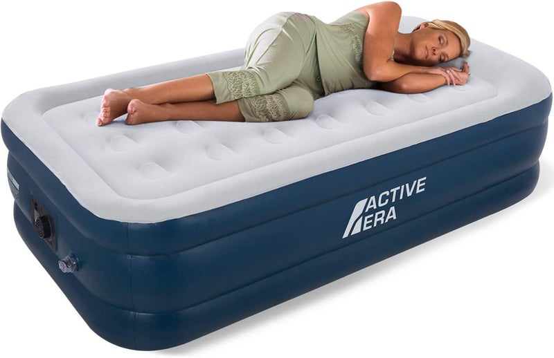ACTIVE ERA Premium Air Bed - Single Size with Built-in Electric Pump and Integrated Pillow, Air Mattress Guest Bed & Inflatable Mattress for Home or Travel - Image 1