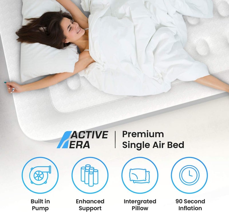 ACTIVE ERA Premium Air Bed - Single Size with Built-in Electric Pump and Integrated Pillow, Air Mattress Guest Bed & Inflatable Mattress for Home or Travel - Image 2