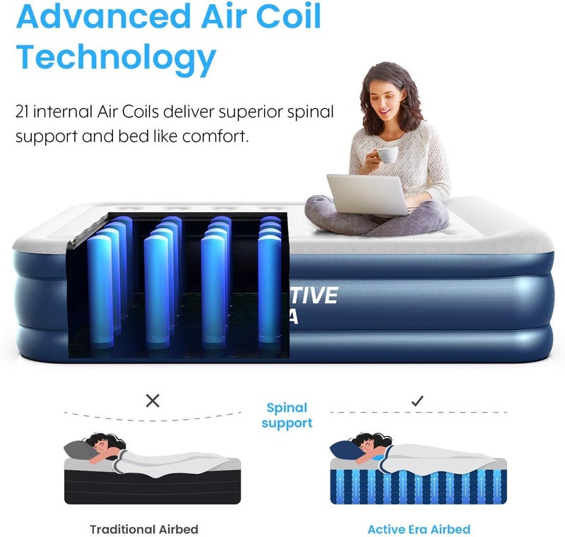 ACTIVE ERA Premium Air Bed - Single Size with Built-in Electric Pump and Integrated Pillow, Air Mattress Guest Bed & Inflatable Mattress for Home or Travel - Image 3