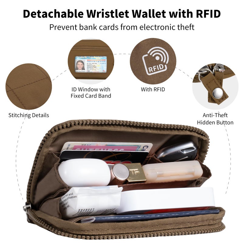 Tiostep Clip and Go Strap for Phone with Wallet Crossbody Phone Lanyard with Anti-Theft Zipper Pouch Detachable Quilted Wrist Wallet with RFID and ID Window for Daily and Travel - Image 4