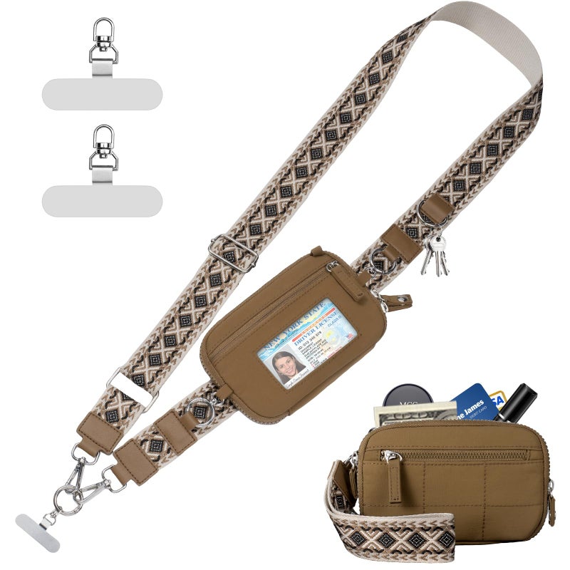 Tiostep Clip and Go Strap for Phone with Wallet Crossbody Phone Lanyard with Anti-Theft Zipper Pouch Detachable Quilted Wrist Wallet with RFID and ID Window for Daily and Travel - Image 1