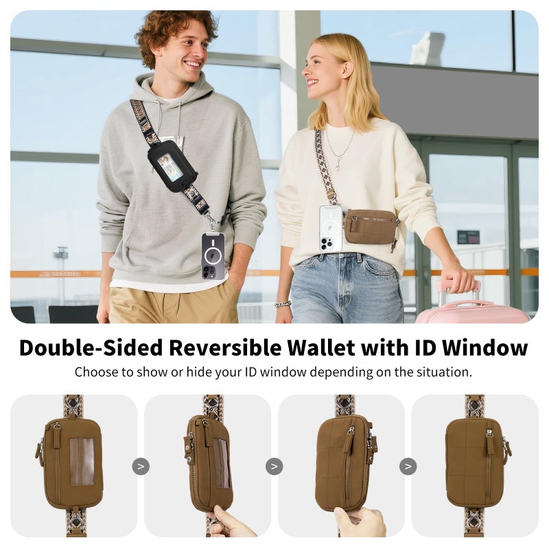 Tiostep Clip and Go Strap for Phone with Wallet Crossbody Phone Lanyard with Anti-Theft Zipper Pouch Detachable Quilted Wrist Wallet with RFID and ID Window for Daily and Travel - Image 5