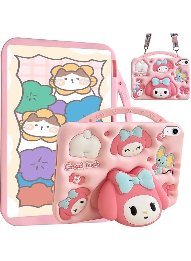 Case Compatible with iPad A16 11th 10th Generation 2025 2022 Shockproof Cartoon Silicone Melody Cover with Handle Stand Shoulder Strap iPad A16 11th10th Gen - Image 1