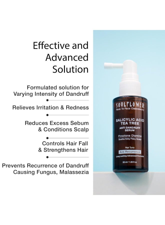Soulflower Anti Dandruff Hair Serum with Piroctone Olamine, 2% Salicylic Acid & Rosemary Essential Oil for Hair Growth, Anti Hair Fall, Frizz Control Lotion for Men & Women for All Hair Types | 50ml - Image 3