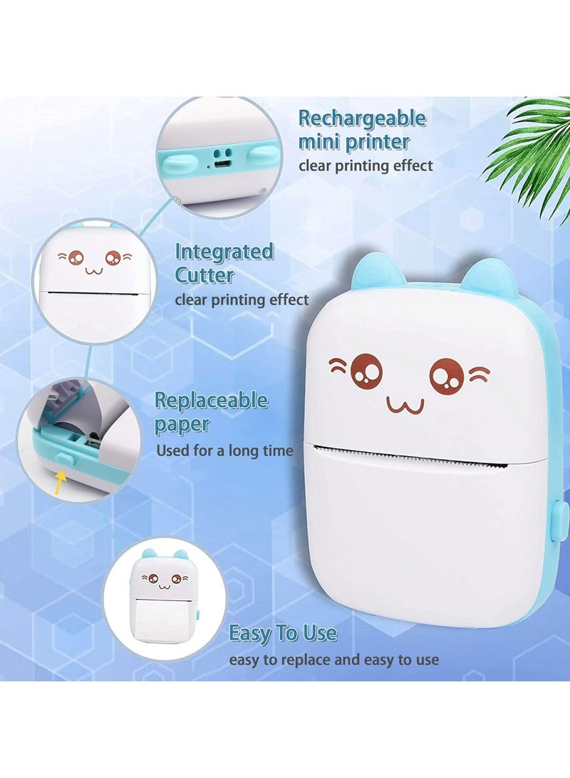 Mini  Printer,Portable Labler Maker with 13 Rolls Paper,Bluetooth Sticker Printer Wireless Inkless printer Compatible with iOS/Android for Study Notes Journal,Memo,Photo,Lists,QR,Adress  - Image 5