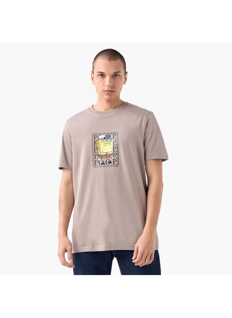 FAV SpongeBob Print T-shirt with Crew Neck
