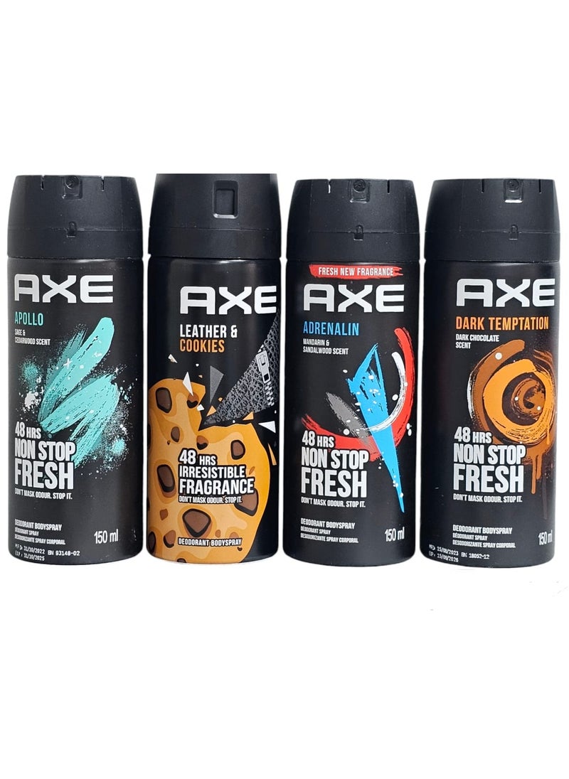 Axe X Deodorant Spray From Four Different Packs Of Fragrances 150ml*4 