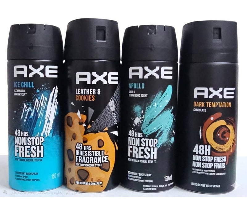 Axe  Spray From Four Different Packs Of Fragrances 150ml*4