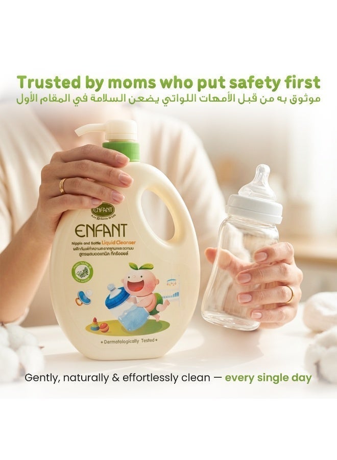 Enfant Pack Of 2 Organic Nipple & Bottle Liquid Cleaner 700ML PUMP Liquid Cleanser For Baby Accessories Baby Bottles, Nipples, And Toys Containing Organic Tea Tree Oil And A Double Cleanser Formula Dermatologically Tested - Image 5