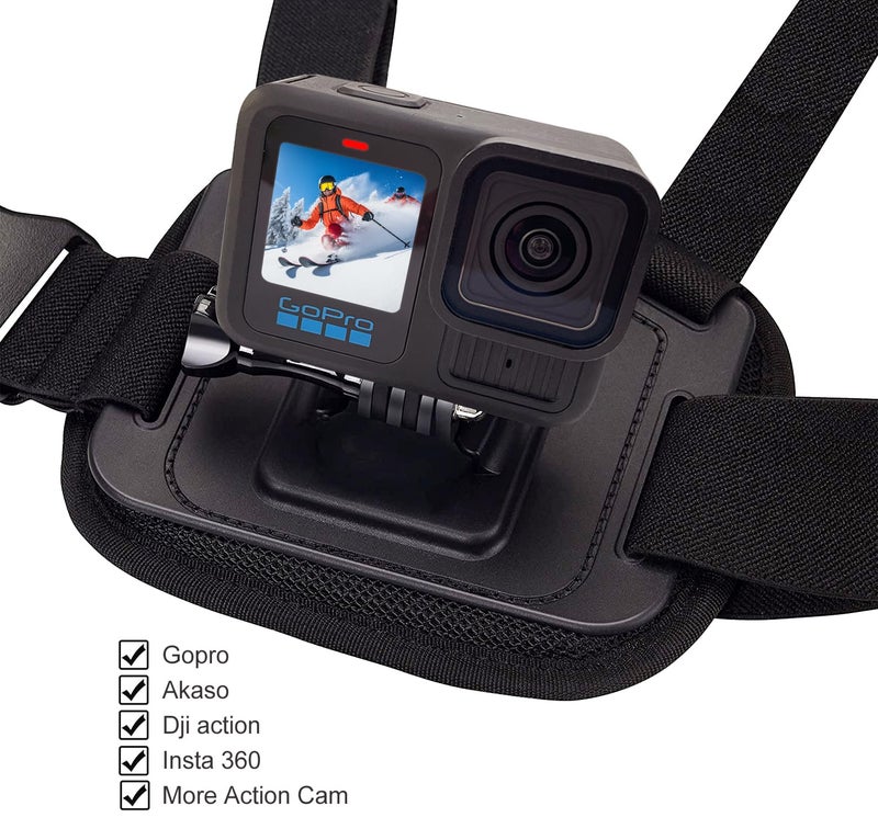 Suptig Chest Mount, Adjustable Chest Strap, Breathable Material Compatible for Gopro Hero 12 Hero 11 Hero 10 Hero 9 Hero 8 Hero 7 Hero 5 Hero 4 Hero 3, AKASO, DJI osmo and More Action Cameras (Black) - Image 2