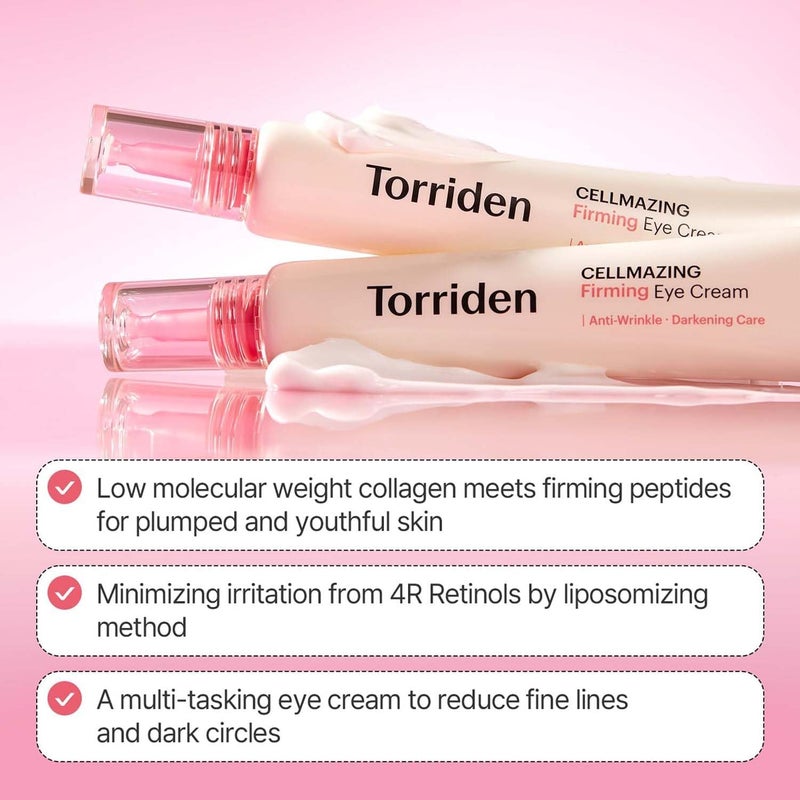 Torriden CELLMAZING Collagen Firming Eye Cream 30ml (1.01 fl.oz) | Wrinkle Improvement and Dark Circles Care | 5D Collagen Complex, 4R Pure Retinol | Korean Skincare Eye Cream - Image 4