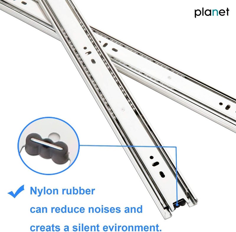 PLANET قناة درج/قناة درج كروية مغلقة عادية/انزلاق درج ناعم للمطبخ وخزانة الملابس/انزلاق تلسكوبي (20 بوصة، فضي) - Image 3