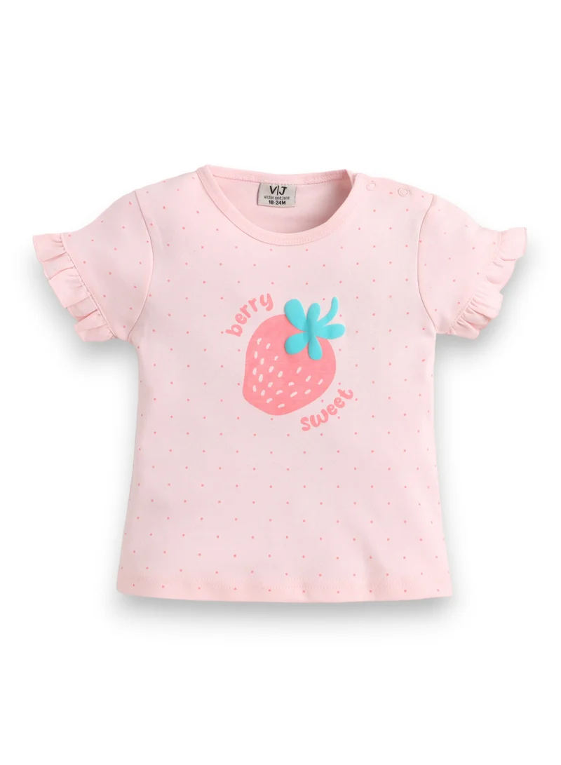 Victor And Jane New Infant Girls’ 2-Piece Set – Strawberry Print Top & Ruffle Shorts for Women | Best Price UAE