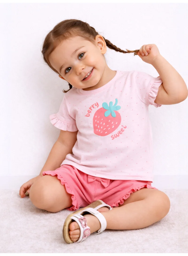 فكتور اند جين Infant Girls’ 2-Piece Set – Strawberry Print Top & Ruffle Shorts