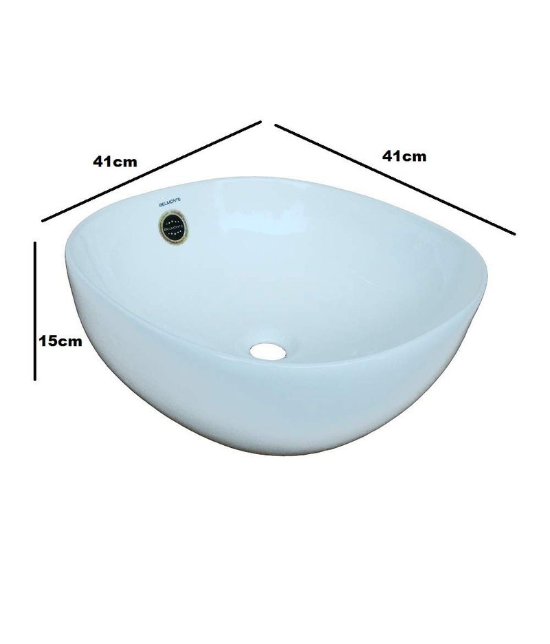 Belmonte Table Top Olive Ceramic Wash Basin White Standard Size - Image 2