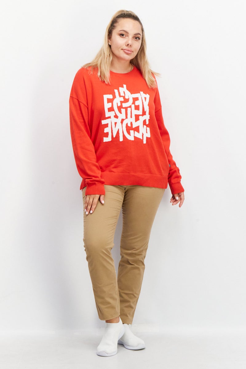Aigle Women Round Neck Graphic Long Sleeve Sweatshirt, Red - Image 4