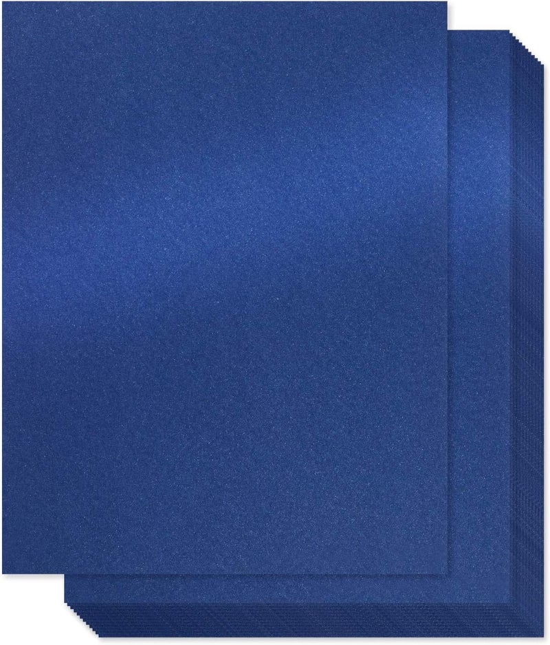 Bubbley Navy Blue Shimmer Paper - 100-Pack Metallic Cardstock Paper, 92 lb Cover, Double Sided, Printer Friendly - Perfect for Weddings, Birthdays, Craft Use, Letter Size Sheets, 8.5 x 11 Inches - Image 1