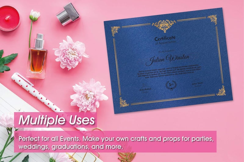 Bubbley Navy Blue Shimmer Paper - 100-Pack Metallic Cardstock Paper, 92 lb Cover, Double Sided, Printer Friendly - Perfect for Weddings, Birthdays, Craft Use, Letter Size Sheets, 8.5 x 11 Inches - Image 2