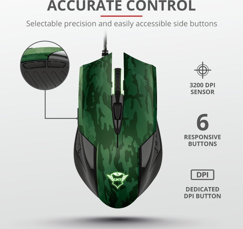 Trust GXT 781 Rixa Camo Gaming Mouse + Mouse Pad  - Image 4