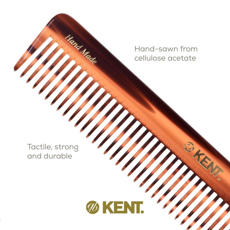 Kent 92T Tortoise Wide Tooth Detangler Combs for Men and Women, Hair Comb for Curly and Wavy Hair and Wet or Dry, Large Wide Tooth Dressing Comb, Handmade, Saw-Cut, Hand polished, Made in England - Image 5