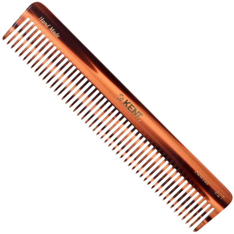 Kent 92T Tortoise Wide Tooth Detangler Combs for Men and Women, Hair Comb for Curly and Wavy Hair and Wet or Dry, Large Wide Tooth Dressing Comb, Handmade, Saw-Cut, Hand polished, Made in England - Image 1