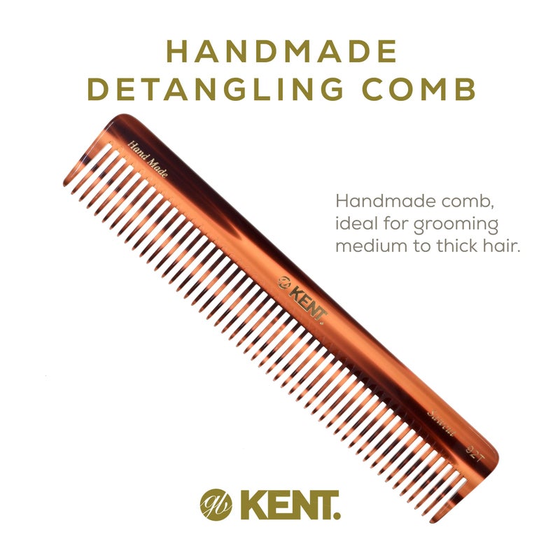 Kent 92T Tortoise Wide Tooth Detangler Combs for Men and Women, Hair Comb for Curly and Wavy Hair and Wet or Dry, Large Wide Tooth Dressing Comb, Handmade, Saw-Cut, Hand polished, Made in England - Image 3