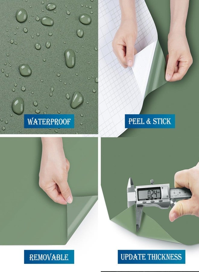FunStick Sage Green Peel and Stick Wallpaper for Bedroom Bathroom Walls Removable Dark Green Contact Paper for Cabinets Desk Classroom Waterproof Green Wallpaper for Kids Boys Room Kitchen 15.8"x78.8" - Image 5