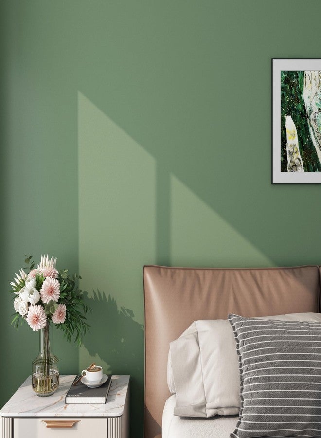 FunStick Sage Green Peel and Stick Wallpaper for Bedroom Bathroom Walls Removable Dark Green Contact Paper for Cabinets Desk Classroom Waterproof Green Wallpaper for Kids Boys Room Kitchen 15.8"x78.8" - Image 1