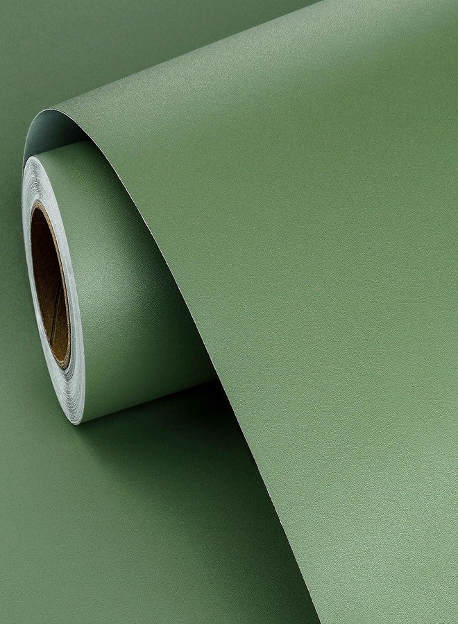 FunStick Sage Green Peel and Stick Wallpaper for Bedroom Bathroom Walls Removable Dark Green Contact Paper for Cabinets Desk Classroom Waterproof Green Wallpaper for Kids Boys Room Kitchen 15.8"x78.8" - Image 4