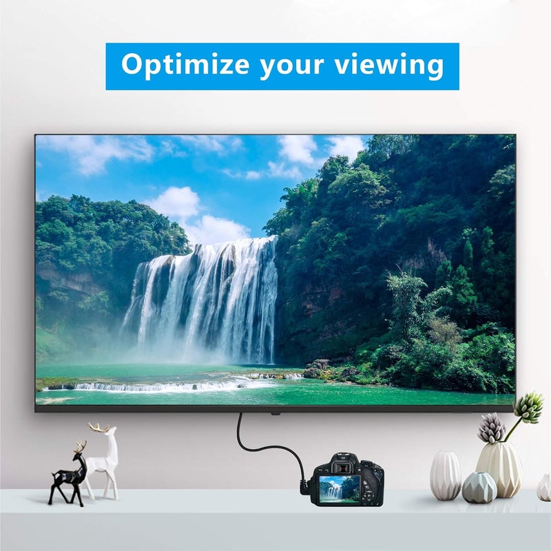 CERRXIAN 50cm 196inch High Speed Gold Plated Mini HDMI Left Angle Male to HDMI Male Cable Black L - Image 3