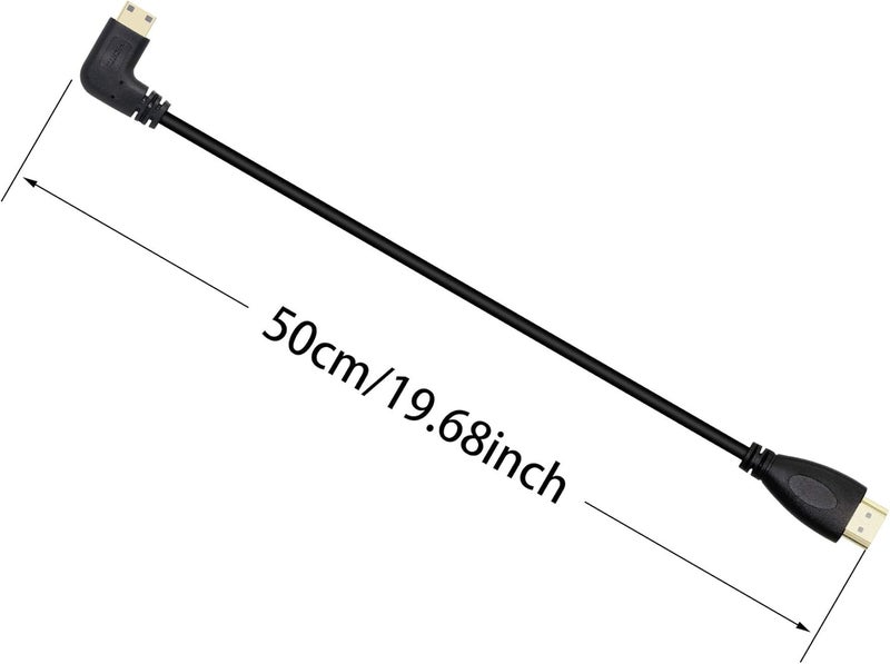 CERRXIAN 50cm 196inch High Speed Gold Plated Mini HDMI Left Angle Male to HDMI Male Cable Black L - Image 5