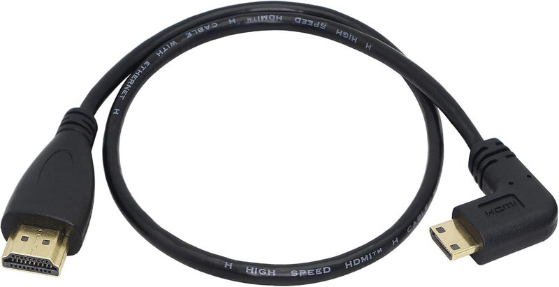 CERRXIAN 50cm 196inch High Speed Gold Plated Mini HDMI Left Angle Male to HDMI Male Cable Black L - Image 1