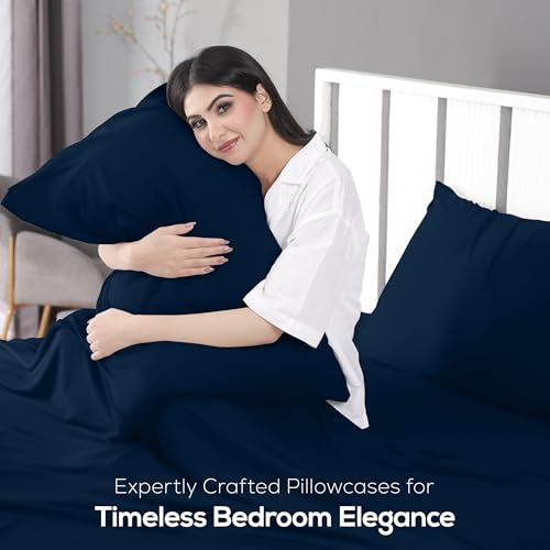 Utopia Bedding Queen Sheet Set - Jersey Knit Sheets 4 Piece – Cotton – Soft T-Shirt Stretchy Sheets (Queen, Navy) - Image 5