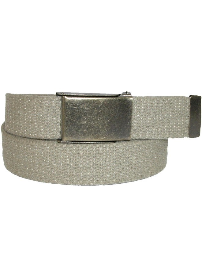 CTM Men's Big & Tall Fabric Belt with Brass Flip Top Buckle, Khaki - Image 2